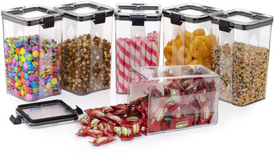 Axiline Plastic Grocery Container  - 1100 ml(Pack of 12, Black)