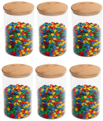 KROTEL Glass Grocery Container  - 1000 ml(Pack of 6, Clear)