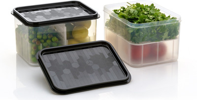 Hardin Plastic Fridge Container  - 2300 ml(Pack of 2, Black)