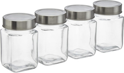 AAnami Glass Grocery Container  - 300 ml(Pack of 4, Transparent)