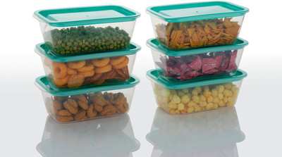 QUPSY Plastic Grocery Container  - 1100 ml(Pack of 6, Green)