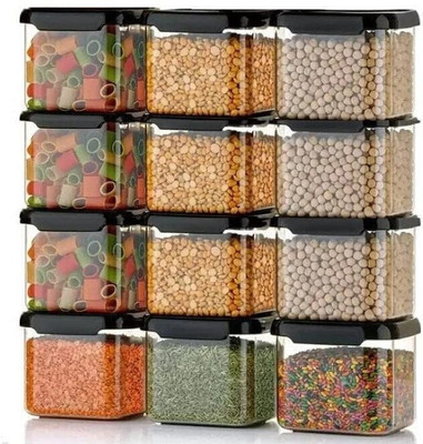 STARDOT Plastic Grocery Container  - 500 ml(Pack of 12, Black)