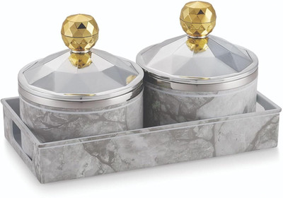 Liza Steel Utility Container  - 500 ml(Pack of 2, Grey)