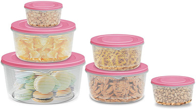 MILTON Plastic Utility Container  - 3000 ml, 2000 ml, 1000 ml, 600 ml, 400 ml, 200 ml(Pack of 6, Pink)