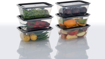 QUPSY Plastic Grocery Container  - 1100 ml(Pack of 6, Black)