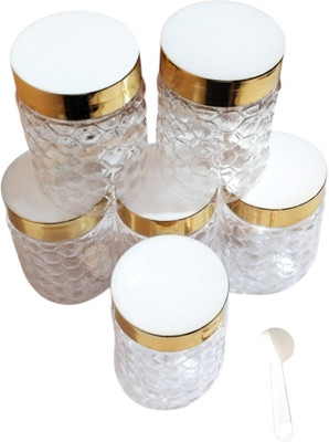 homica Plastic Utility Container  - 600 g(Pack of 6, Transparent, White, Gold)