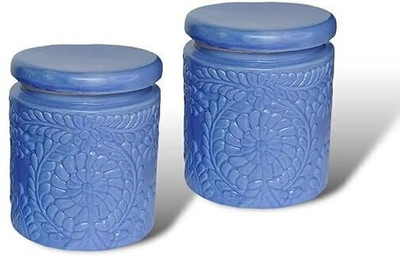 Utensil Master Ceramic Utility Container  - 1000 ml(Pack of 2, Blue)