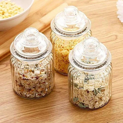MMTSWorld Glass Pickle Jar  - 300 ml(Pack of 3, Clear)