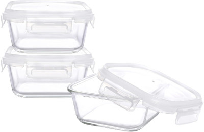IndusBay Glass Utility Container  - 520 ml(Pack of 3, Clear)