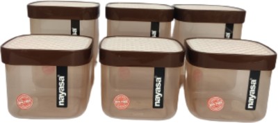 NAYASA Plastic Grocery Container  - 1000 ml, 750 ml(Pack of 6, Brown)