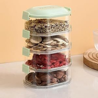anjil Plastic Grocery Container  - 450 ml(Pack of 4, Green)
