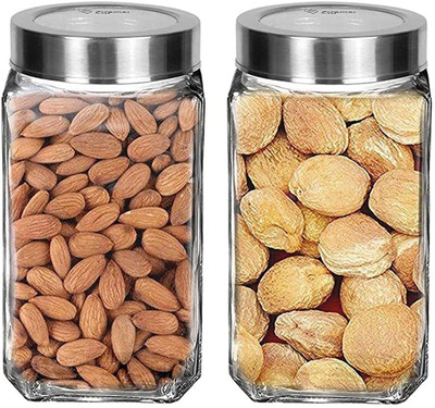 JYONIL Glass Utility Container  - 1000 ml(Pack of 2, Clear)