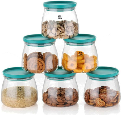 Craftlayout Plastic Cookie Jar  - 900 ml(Pack of 6, Transparent)