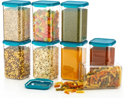 kitchkart Plastic Grocery Container  - 1200 ml(Pack of 8, Clear)