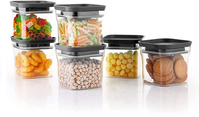 Nestland - Make Your Self a Priority Plastic Grocery Container  - 650 ml(Pack of 6, Black)