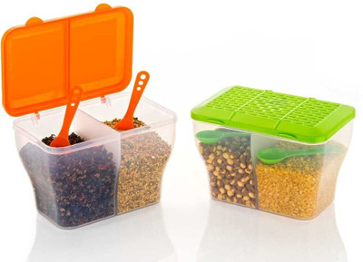 Neelkanth Plastic Utility Container  - 2000 ml(Pack of 2, Orange, Green)