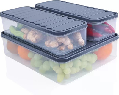 SKYLIO Plastic Utility Container  - 2500 ml(Pack of 3, Clear, Black)