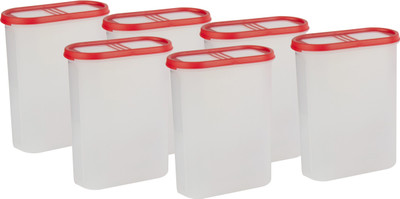 Cutting EDGE Plastic Grocery Container  - 2400 ml(Pack of 6, Red)
