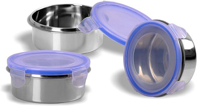 Manya Steel Utility Container  - 300 ml(Pack of 4, Silver)