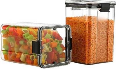 SHYAM Plastic Grocery Container  - 1100 ml(Pack of 2, Clear)