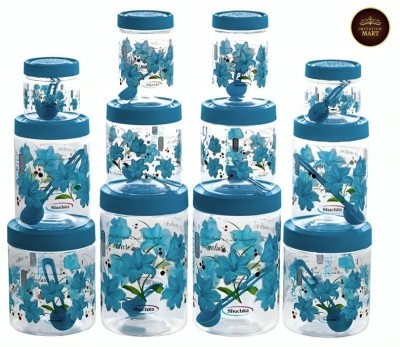 Imitation Mart Plastic Cookie Jar  - 500 ml, 1000 ml, 1500 ml(Pack of 12, Multicolor)