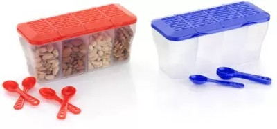 R V TRADING Plastic Grocery Container  - 1800 ml(Pack of 2, Red, Blue)
