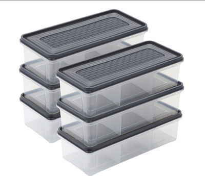 SKYHEART Plastic Fridge Container  - 2000 ml(Pack of 6, Black, Clear)