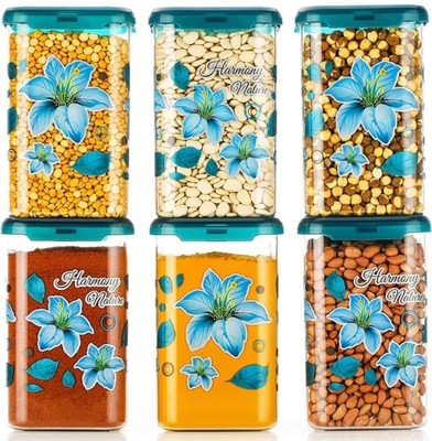ZenZone Plastic Grocery Container  - 1100 ml(Pack of 6, Green)