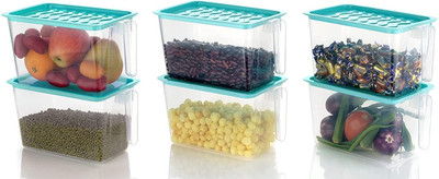 Antique Creation Plastic Fridge Container  - 1100 ml(Pack of 6, Multicolor)