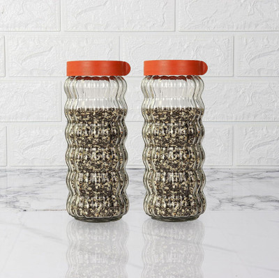 Femora Glass Cookie Jar  - 1000 ml(Pack of 2, Clear)