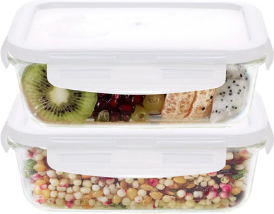 Cutting EDGE Glass Utility Container  - 640 ml(Pack of 2, Clear)