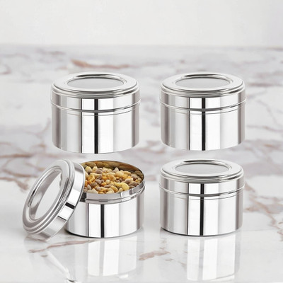 Aquasleri Stainless Steel Utility Container  - 350 ml(Pack of 4, Silver)