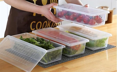 Romp and Role Plastic Fridge Container  - 1500 ml(Pack of 4, Clear)