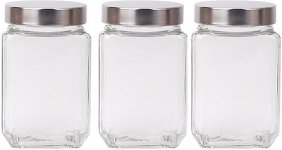 Glassbunny Glass Grocery Container  - 600 ml(Pack of 3, Clear)