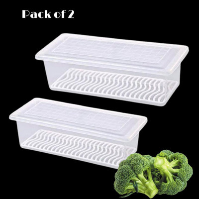 KHISKOLI Plastic Fridge Container  - 1500 ml(Pack of 2, Clear)