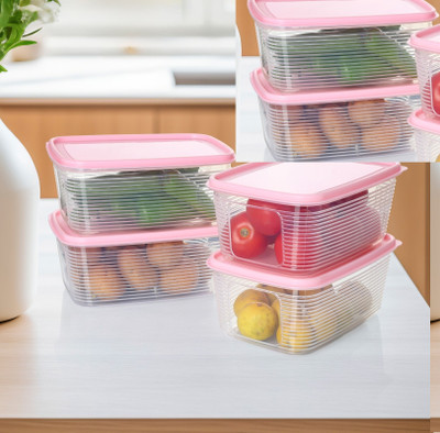 KDZONE Plastic Fridge Container  - 1800 ml(Pack of 6, Pink)