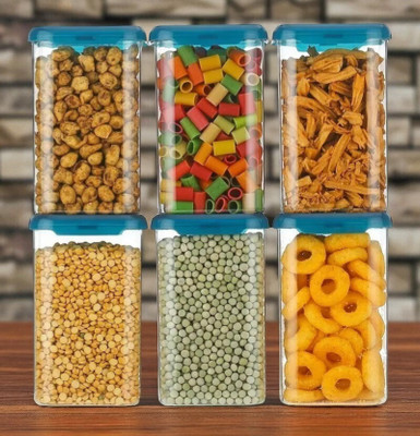 forsel Plastic Grocery Container  - 1100 ml(Pack of 6, Blue)