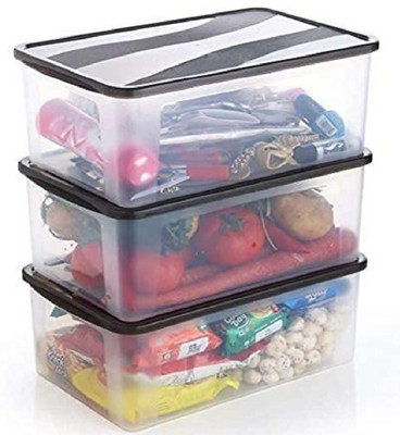 KDZONE Plastic Grocery Container  - 2000 ml(Pack of 3, Clear)