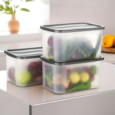 KUBER INDUSTRIES Plastic Fridge Container  - 4 L(Pack of 3, Black)