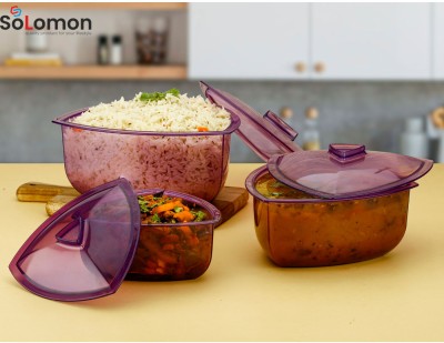 Solomon Plastic Grocery Container  - 800 ml, 1400 ml, 2400 ml(Pack of 3, Purple)