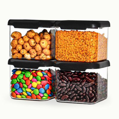 TEX-RO Polypropylene Grocery Container  - 500 ml(Pack of 4, Black)