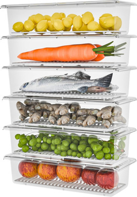 PlanetOneX Polypropylene Fridge Container  - 1.5 L(Pack of 6, White)