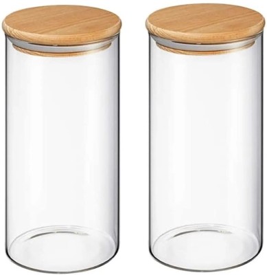 IndusBay Glass Cookie Jar  - 400 ml(Pack of 2, Clear)