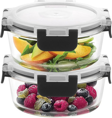 Cutting EDGE Glass Utility Container  - 400 ml(Pack of 2, Black)