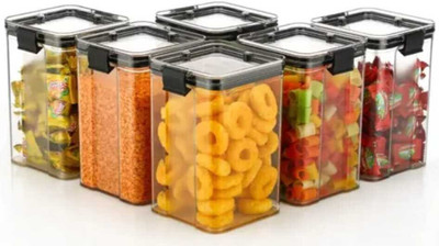 IMAGO Plastic Grocery Container  - 1100 ml(Pack of 6, Black)