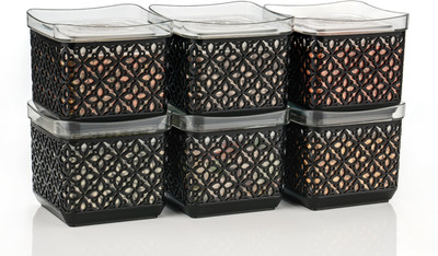 BeastBull Plastic Grocery Container  - 500 ml(Pack of 6, Black)