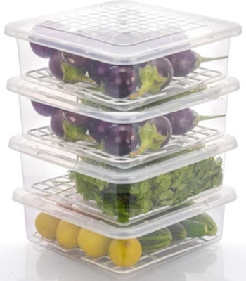 VR Plastic Fridge Container  - 2500 ml(Pack of 4, Clear)