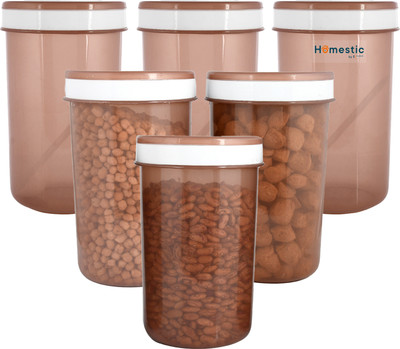 HOMESTIC by Kuber Industries Plastic Utility Container  - 2000 ml(Pack of 6, Brown)