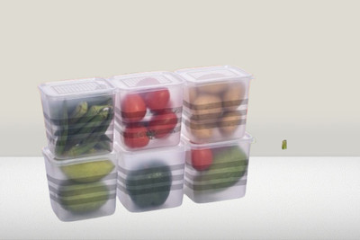 Actilife Plastic Fridge Container  - 950 ml(Pack of 6, White)