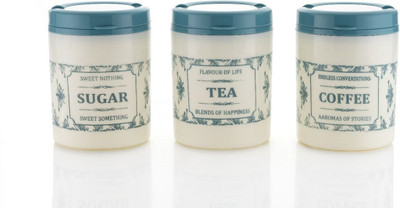HITECH Plastic Tea Coffee & Sugar Container  - 800 ml(Pack of 3, Off White)